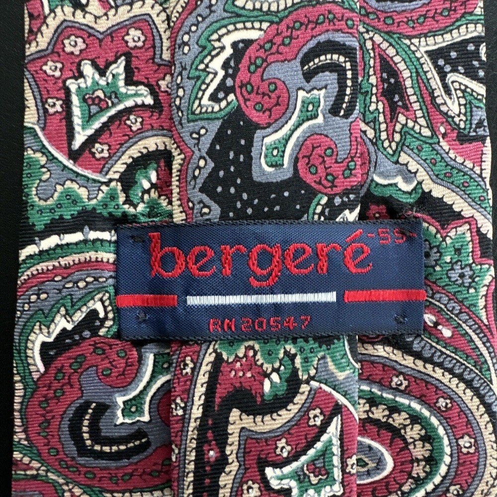 Men's Neck Tie Berger'e Silk L56" W 3.75" Red Black Blue